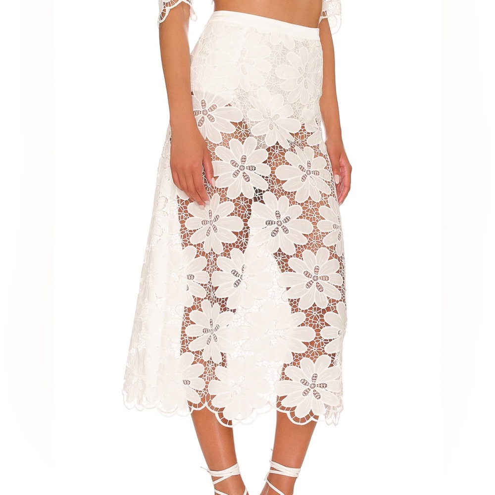 For Love & Lemons MALIKA MIDI SKIRT. White. Size XS. New with Tags. - Picture 3 of 4